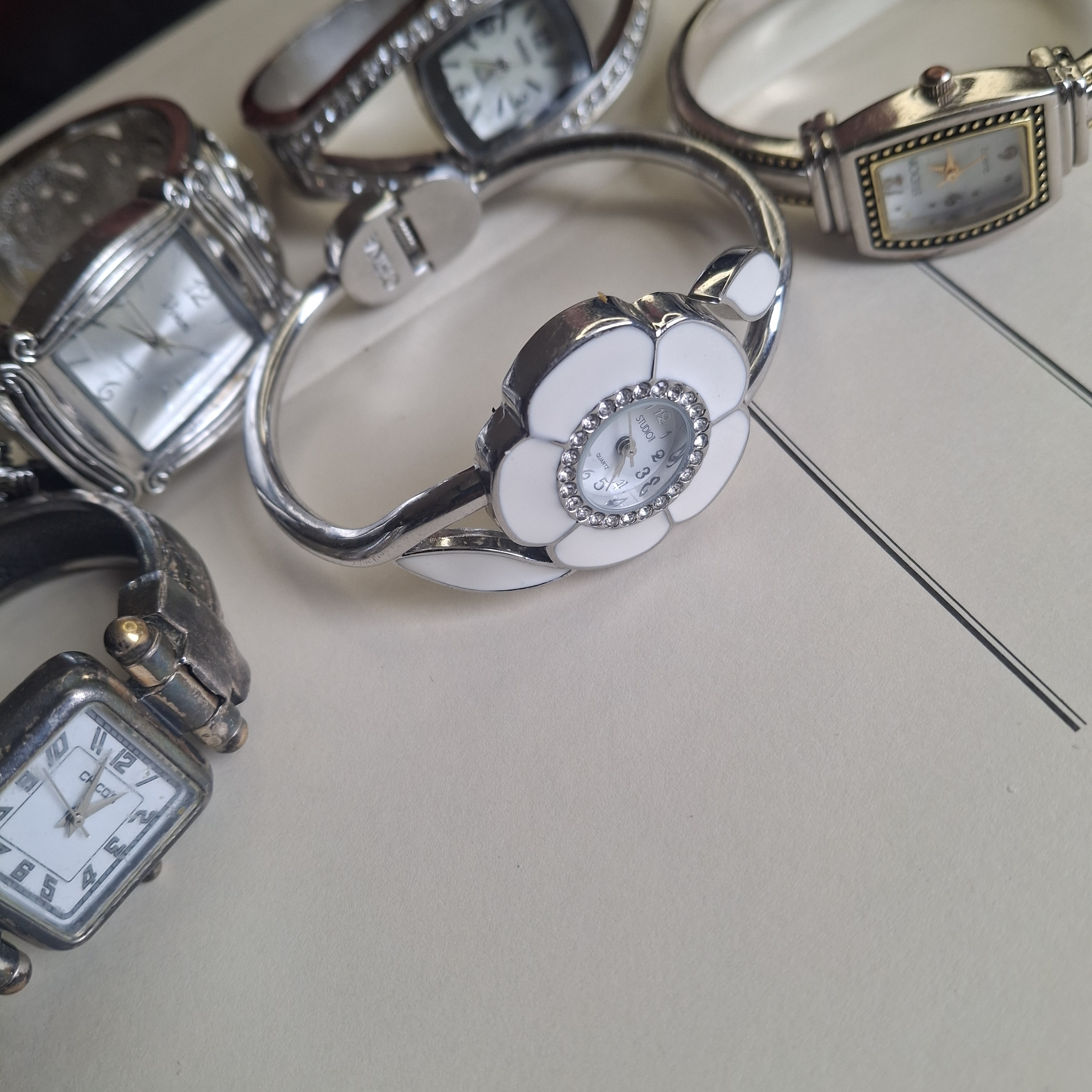 5 Women Watches Bracelet Style  Silver Tone